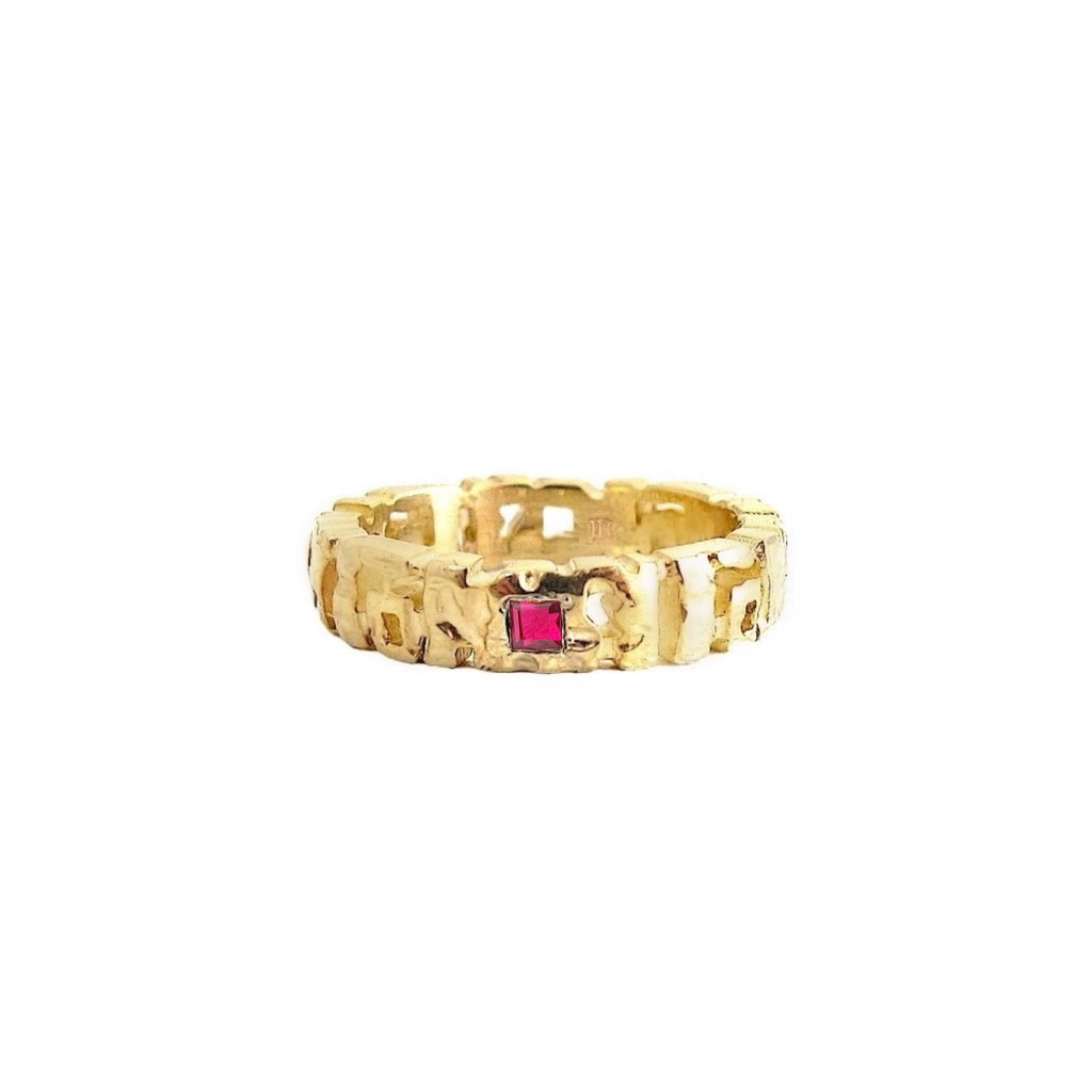 Lucca Demi ruby stack ring band