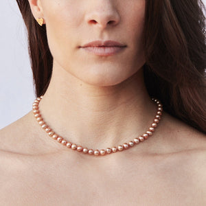 Champagne Pearl Collar necklace, Fragment Heart Stud earring