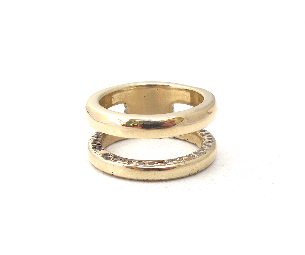 Dual band ring, Gold dual band ring