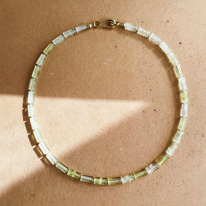 Pillar lemon quartz collar necklace