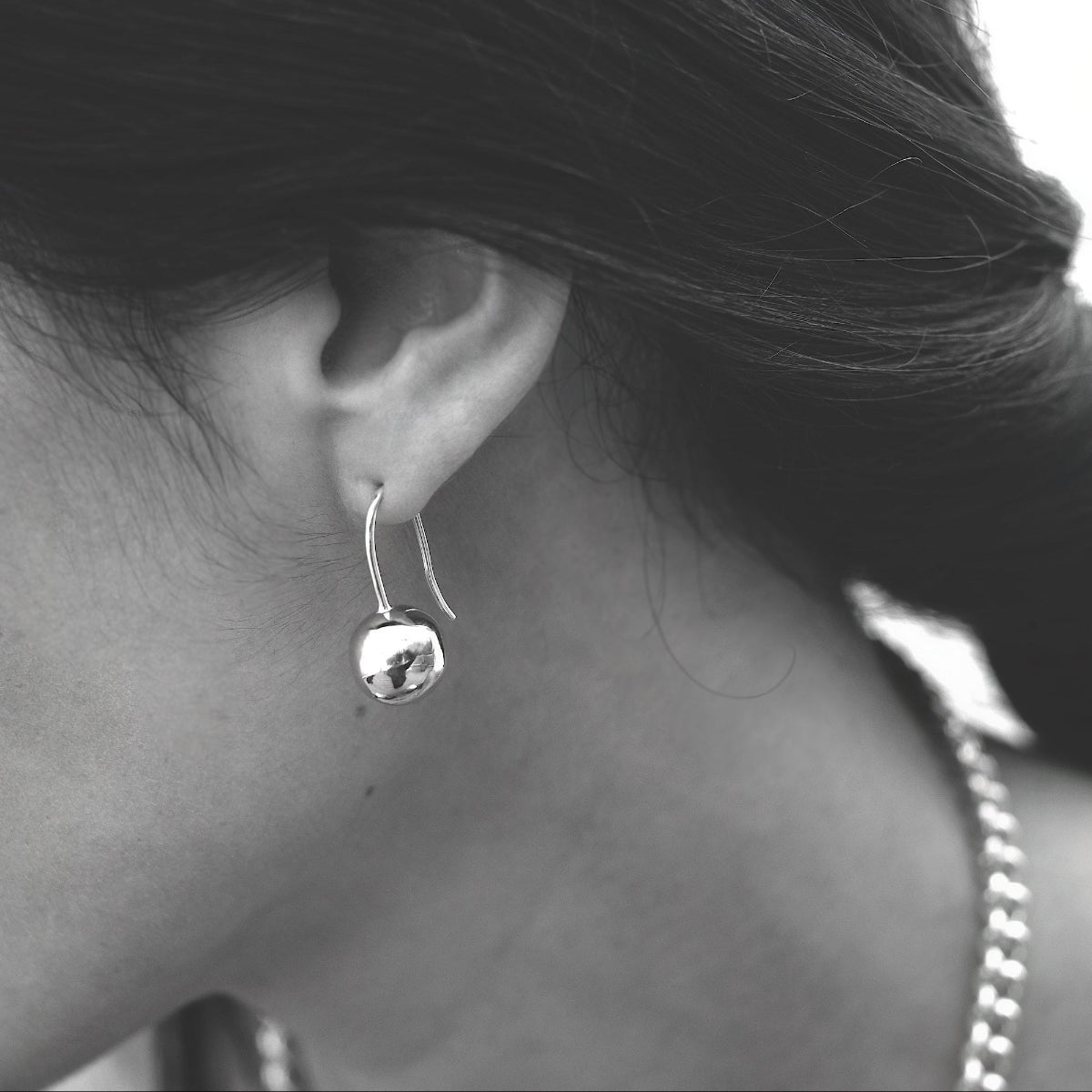 Lightweight silver drop earrings modern style