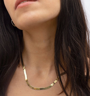 Herringbone gold necklace