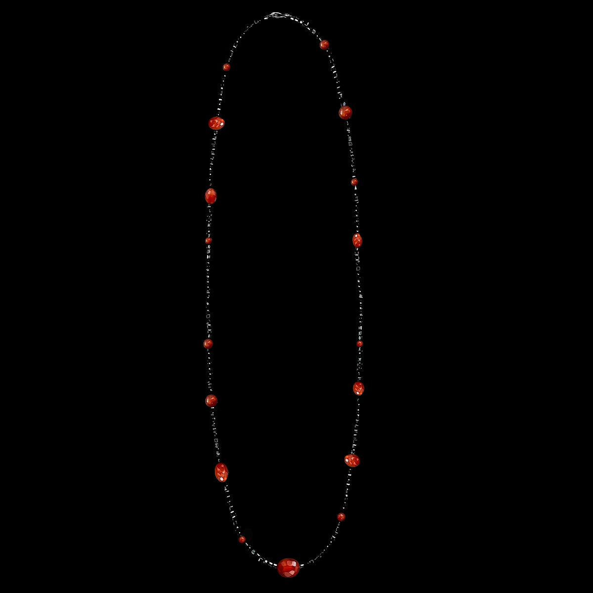 Halo Long Gemstone Necklace – Carnelian 