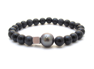Black pearl men's bracelet