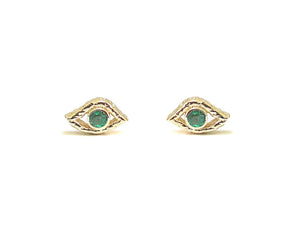 Eye emerald stud earrings