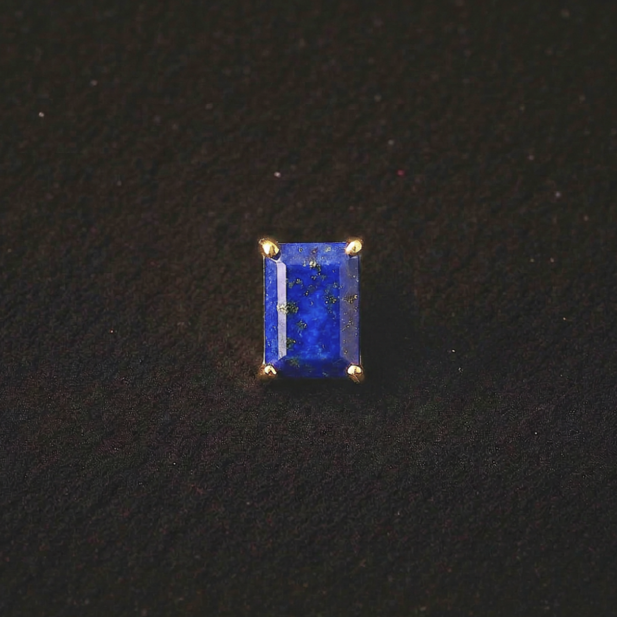 Deco lapis lazuli stud earrings with faceted octagon gemstones in gold vermeil and sterling silver