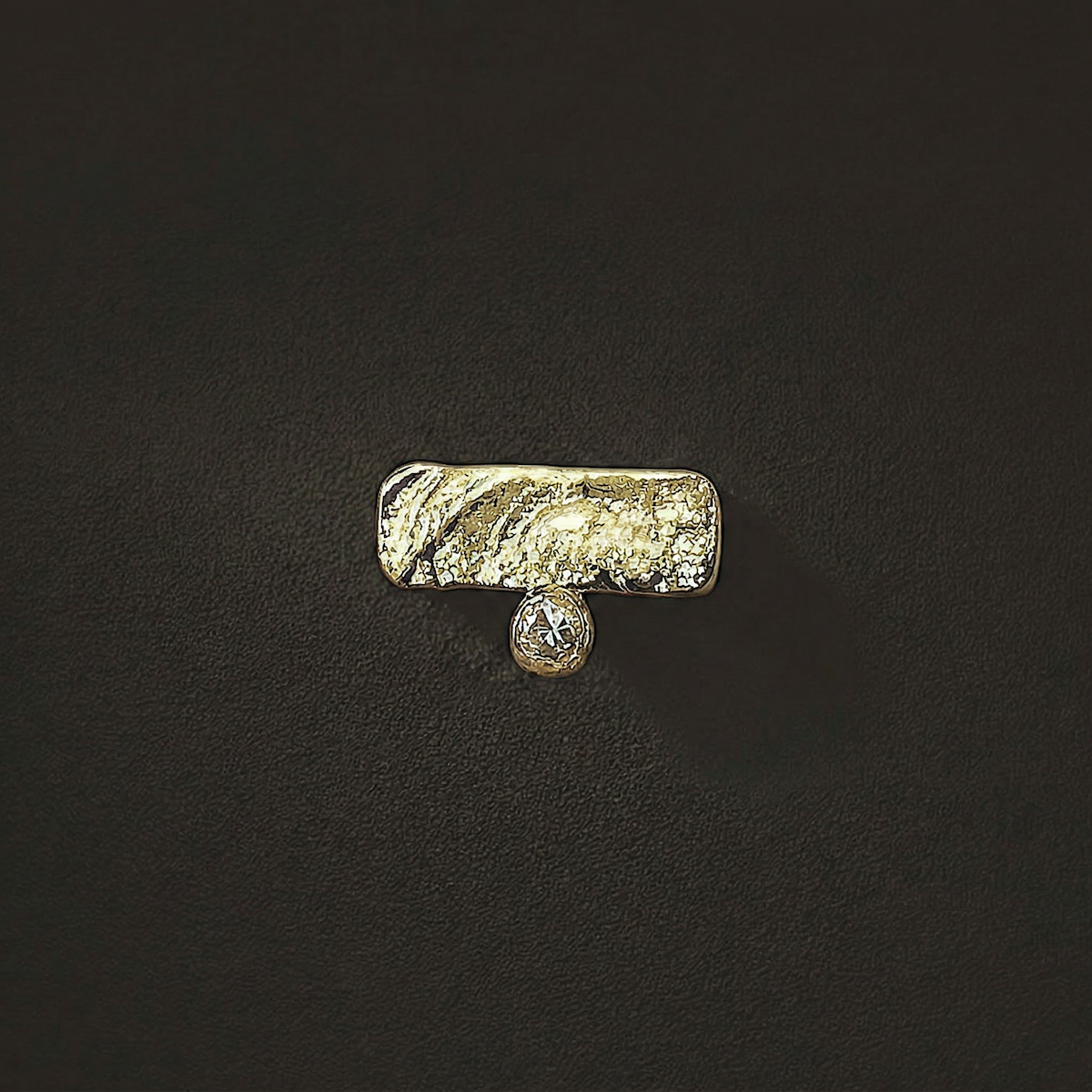 Fragmented diamond stud earrings in 14K yellow gold with .10ct white diamonds, minimalist everyday gold studs
