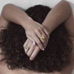 Lucent lemon quartz cocktail ring