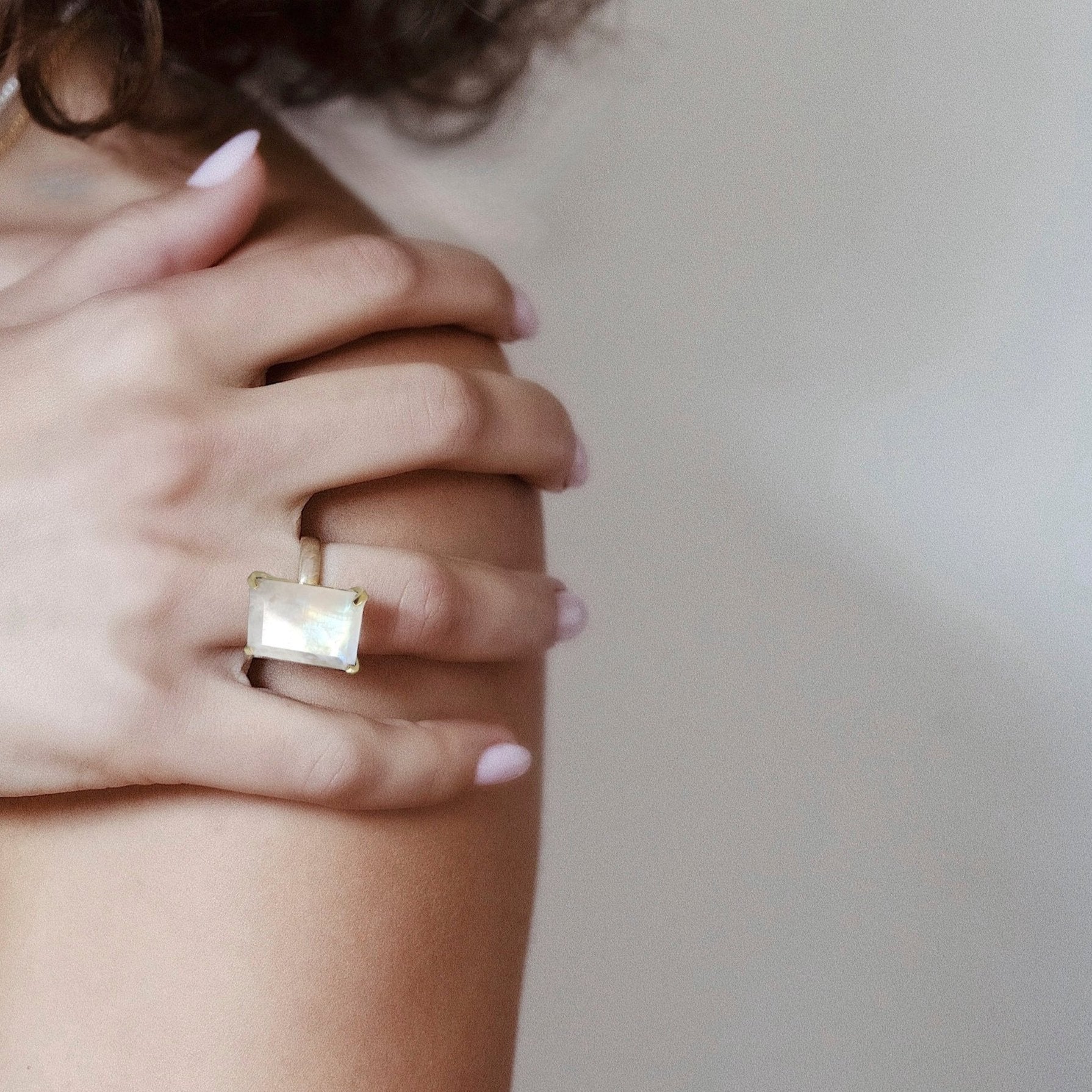 Lucent moonstone cocktail ring