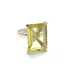 Lucent lemon quartz Deco ring