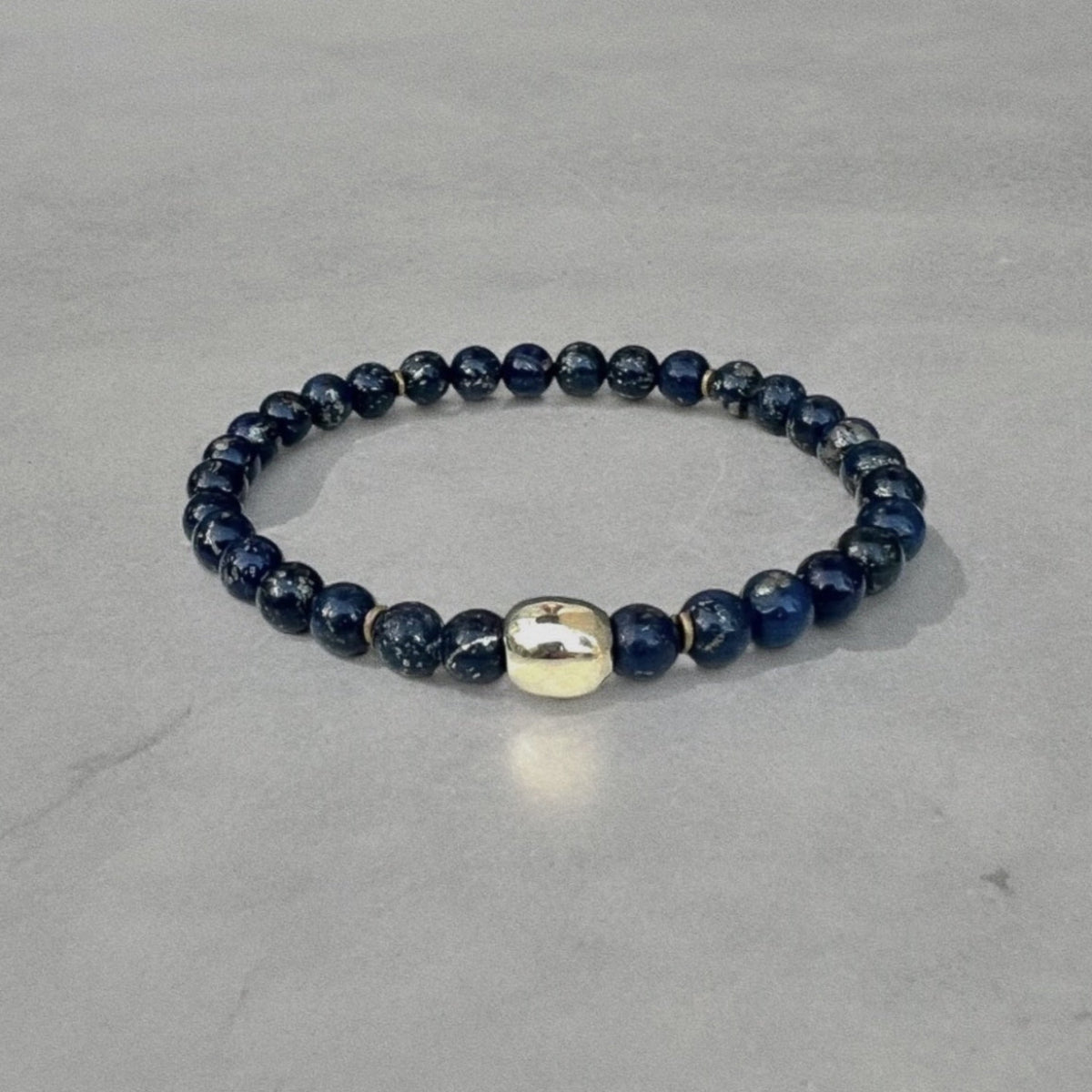 Men's Lapis Lazuli Bracelet with Brass Accents