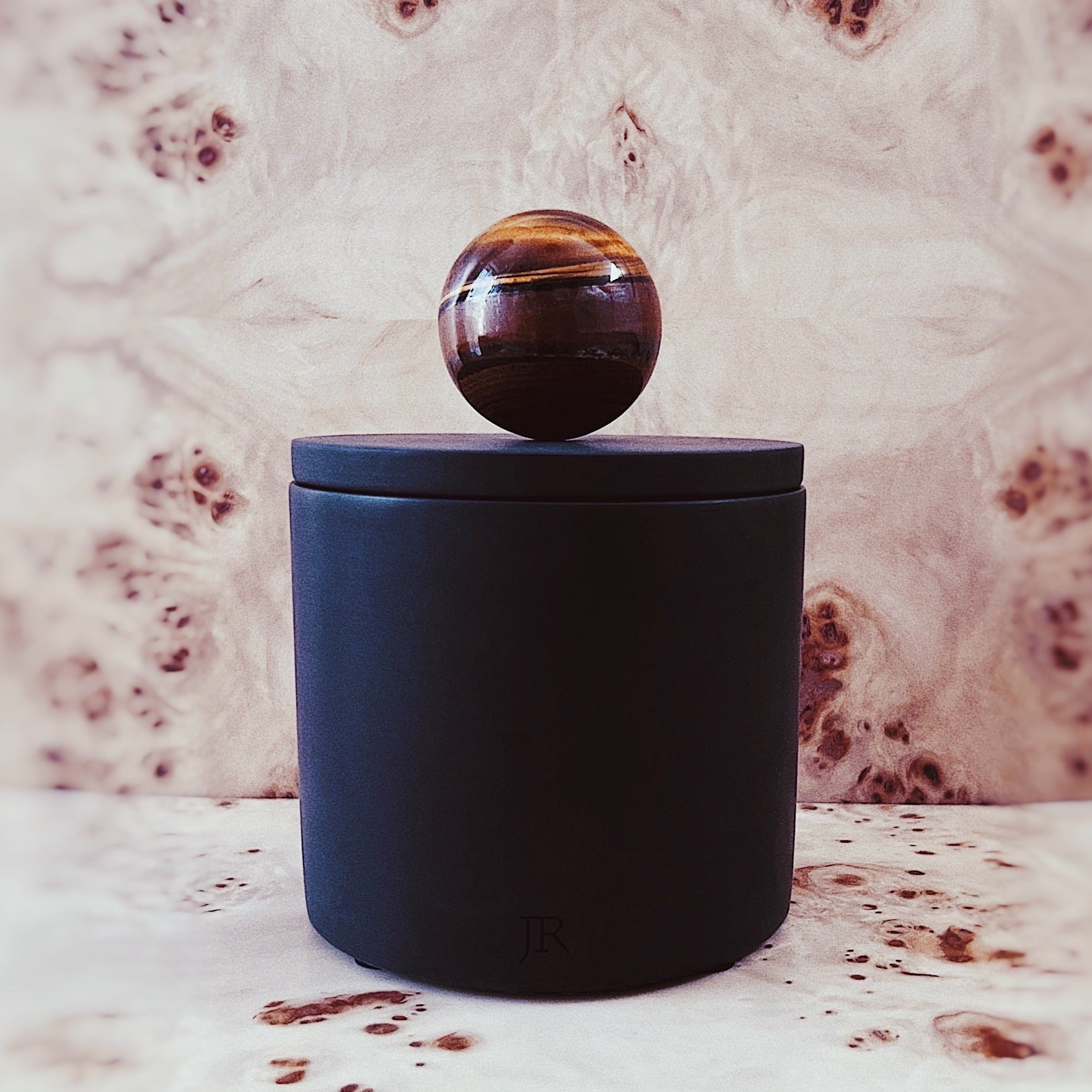 Orb Tiger's eye candle vessel