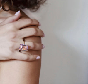 Lucent pink amethyst cocktail ring