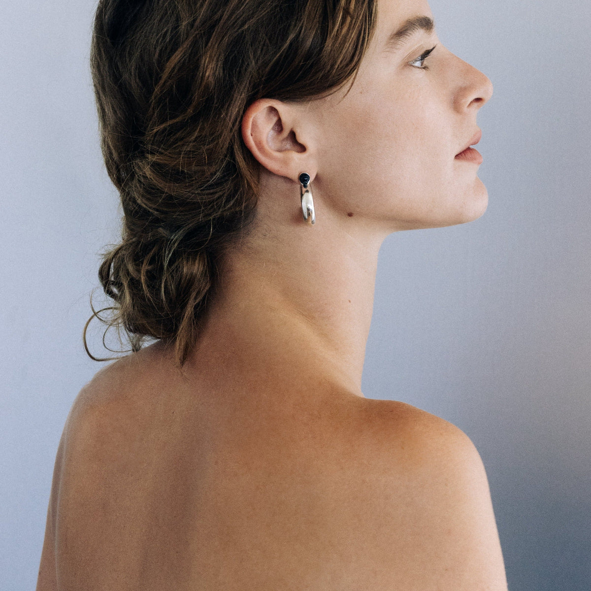 Black Ethiopian opal silver hoop earrings Lightweight luxury silver hoop earrings and modern heirloom jewelry.