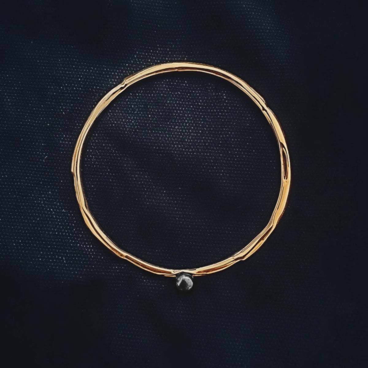 Relic sculptural bronze bangle bracelet with black freshwater pearl by Jacqueline Rose Collection