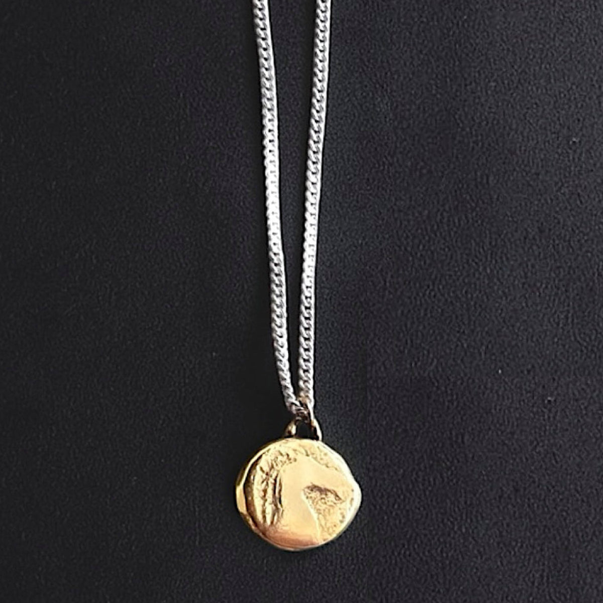 Stallion gold coin pendant curb chain necklace for men