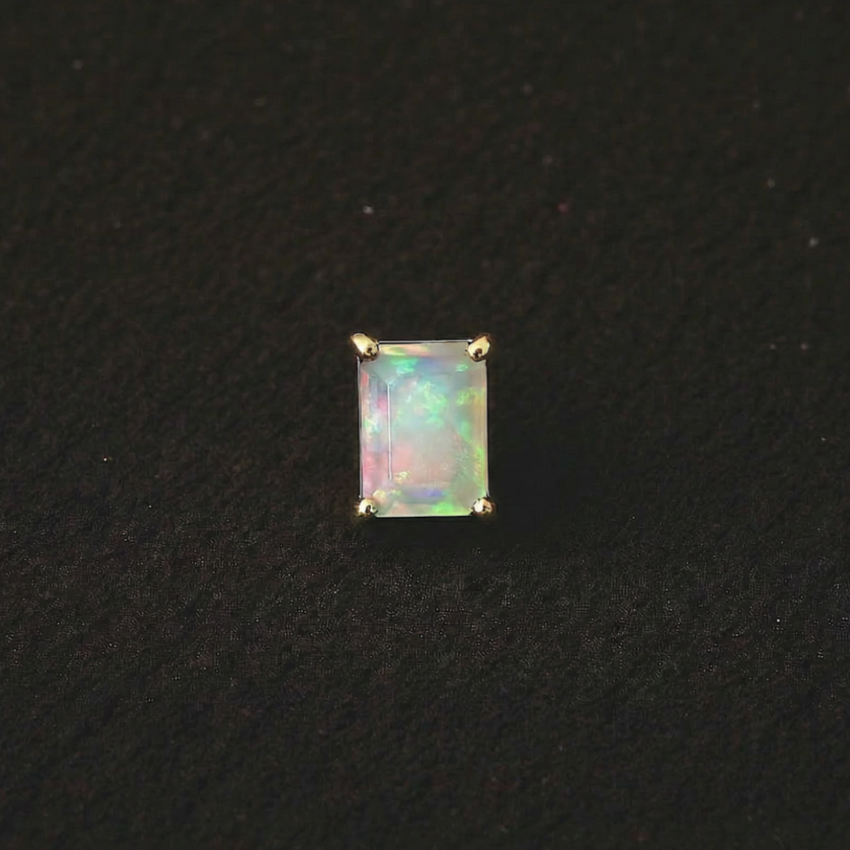 Jacqueline Rose Collection Deco Ethiopian opal stud earrings with fiery faceted octagon gemstones in gold vermeil or sterling silver