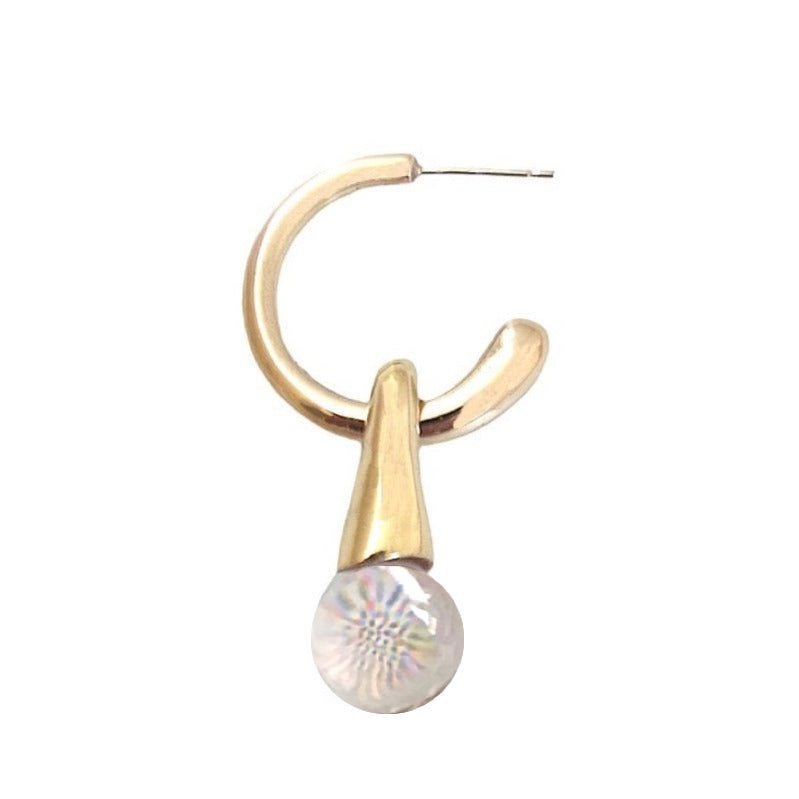 Fluid quartz drop hoop earring