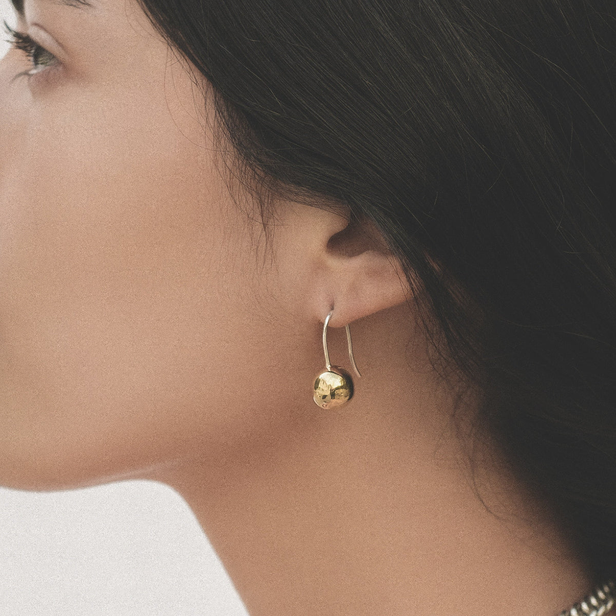 Modern gold, bronze ball earrings lightweight everyday drop earrings