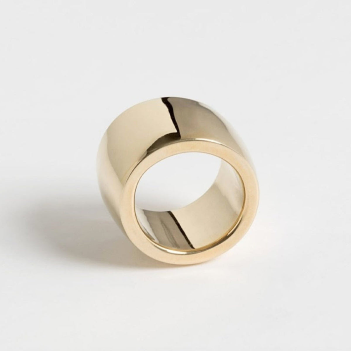 Jacqueline Rose men’s wide band ring in bronze, bold minimalist band worn on hand, modern sculptural jewelry handcrafted in Los Angeles