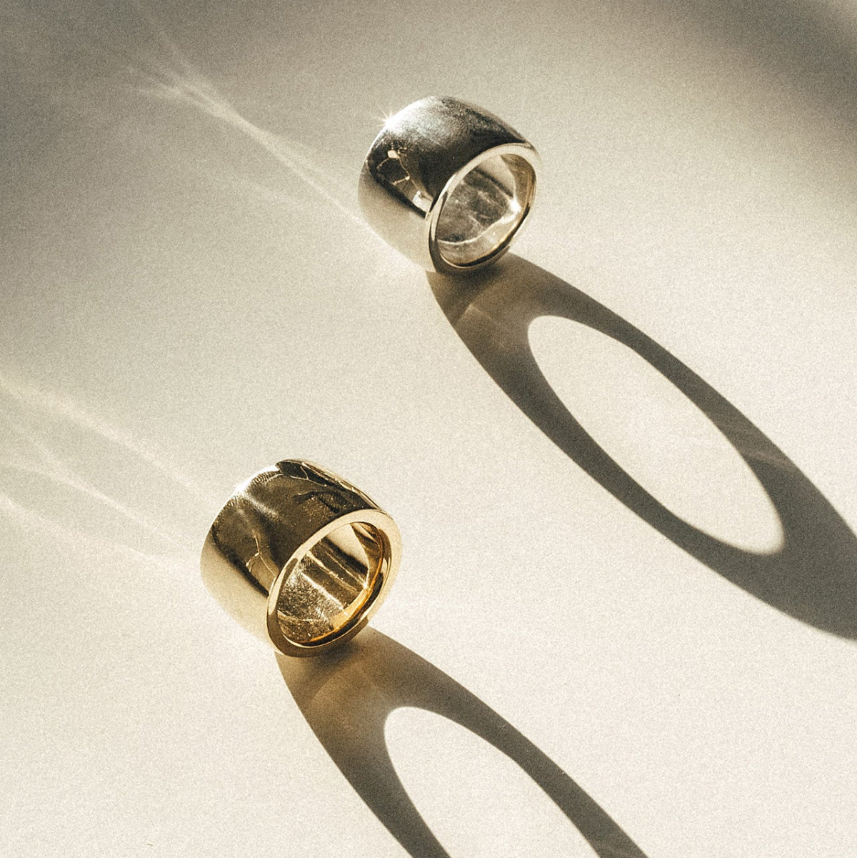 Jacqueline Rose men’s wide band ring in bronze or Sterling silver, bold minimalist band worn on hand, modern sculptural jewelry handcrafted in Los Angeles