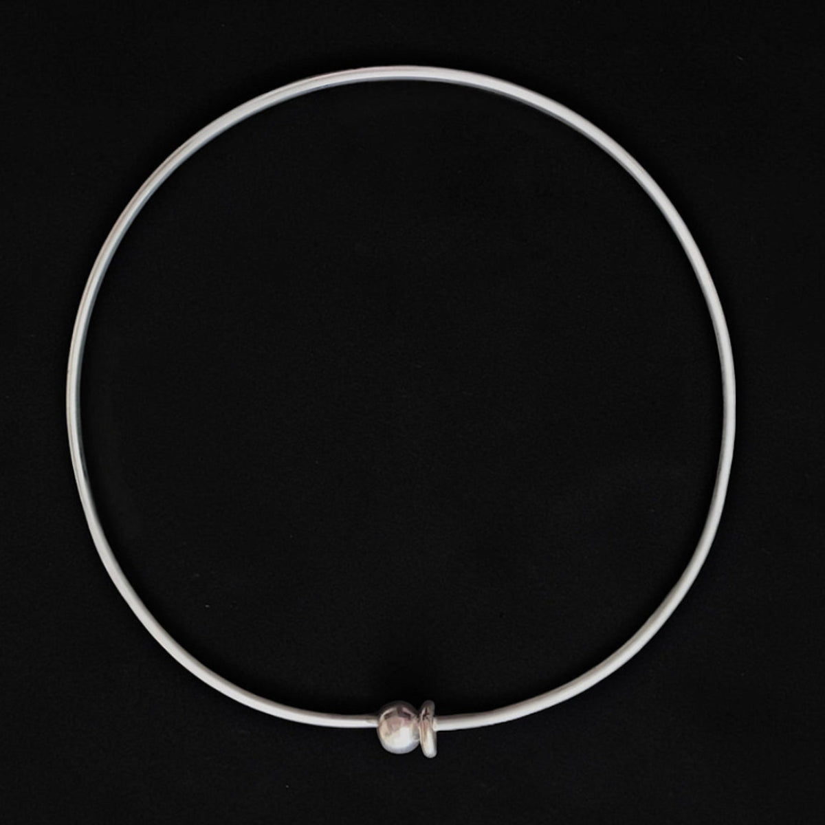 Jacqueline Rose Orb Wire Collar Necklace in sterling silver, minimalist sculptural collar necklace with orb closure, modern luxury jewelry