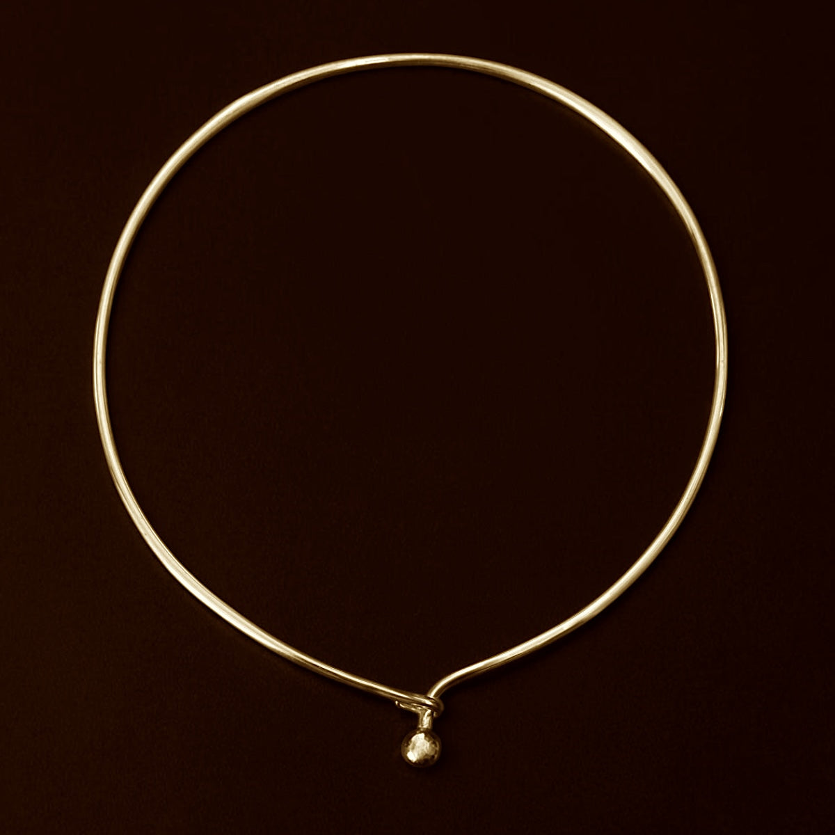 Jacqueline Rose Orb Wire gold Collar Necklace, minimalist sculptural collar necklace with orb closure, modern luxury jewelry