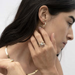 Globe quartz ring, Thorn hoop earrings, Rope ring, Eye stud earring, Thorn ring