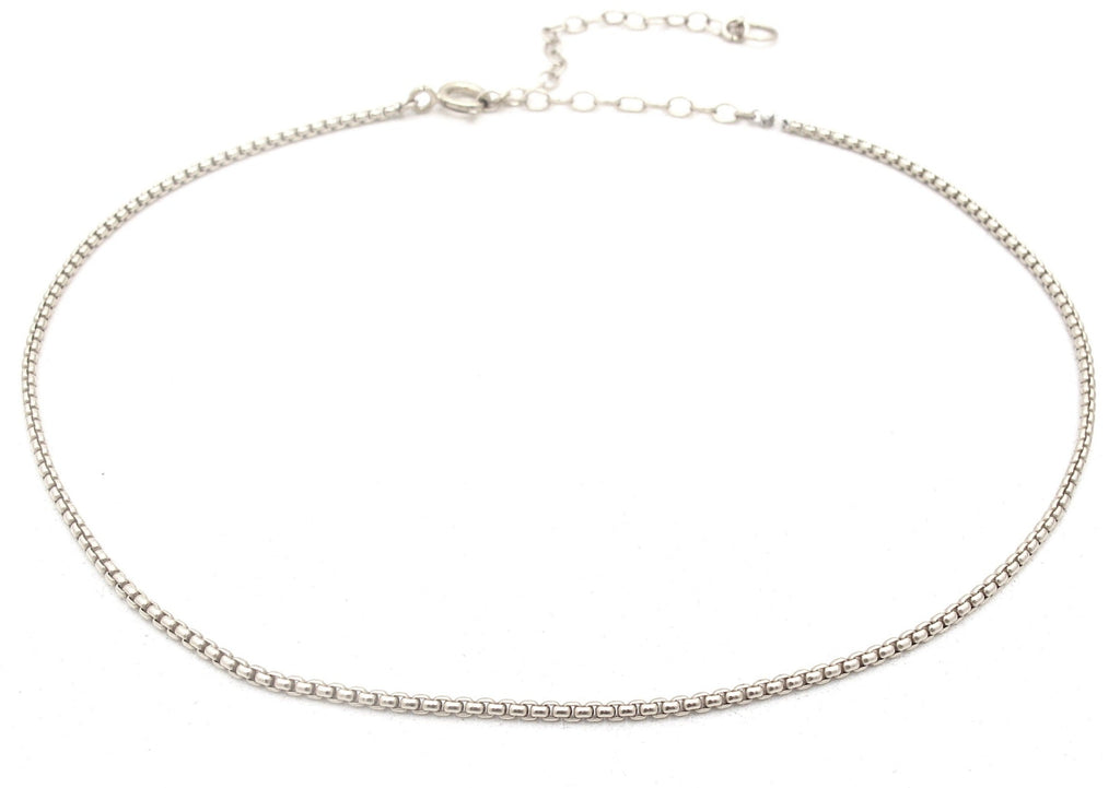 Box chain choker necklace silver