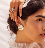 Relic stud earrings, Chelsea blue topaz ring