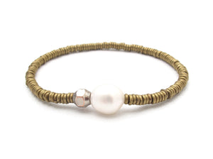 Pearl & Hex metal bracelet