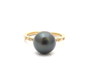 Orb black pearl diamond ring
