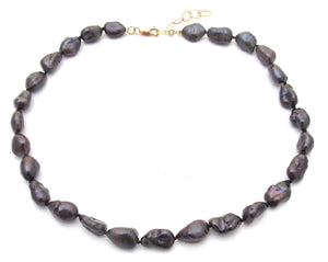 Keshi black pearl collar necklace