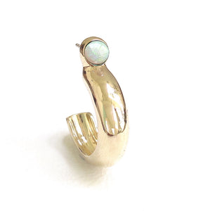 Pebble opal hoop earrings