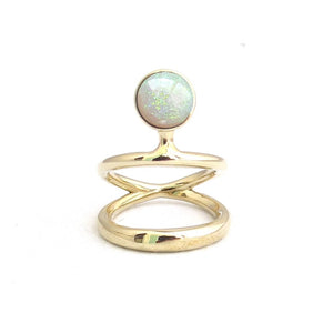 Vine dual band opal ring