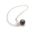 Orb black pearl bracelet, Orb black pearl silver anklet 
