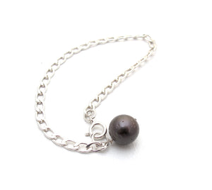 Orb black pearl bracelet, Orb black pearl silver anklet 