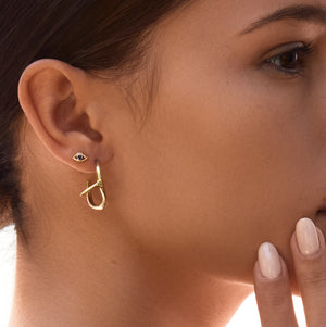 Eye sapphire stud earring, Thorn hoop earring