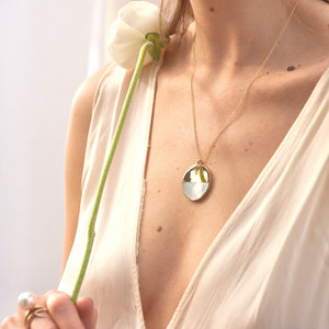 Lunar mother of pearl pendant necklace