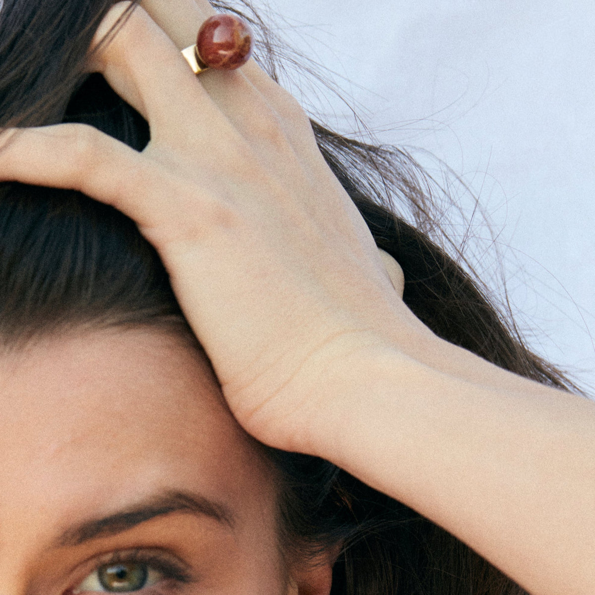 Orb red Jasper ring