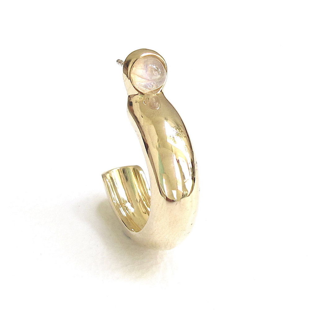 Pebble cabochon hoop earring