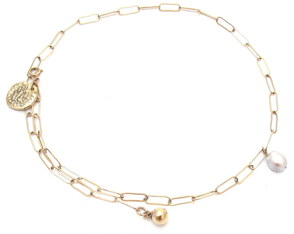 Relic drop, pearl, link necklace