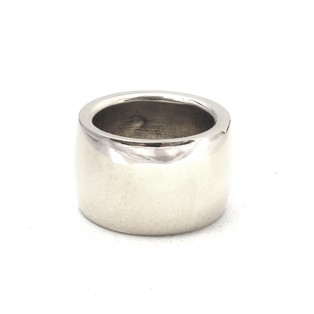 Jacqueline Rose women’s wide band ring in sterling silver, sculptural minimalist band worn on hand, refined modern luxury jewelry handcrafted in Los Angeles