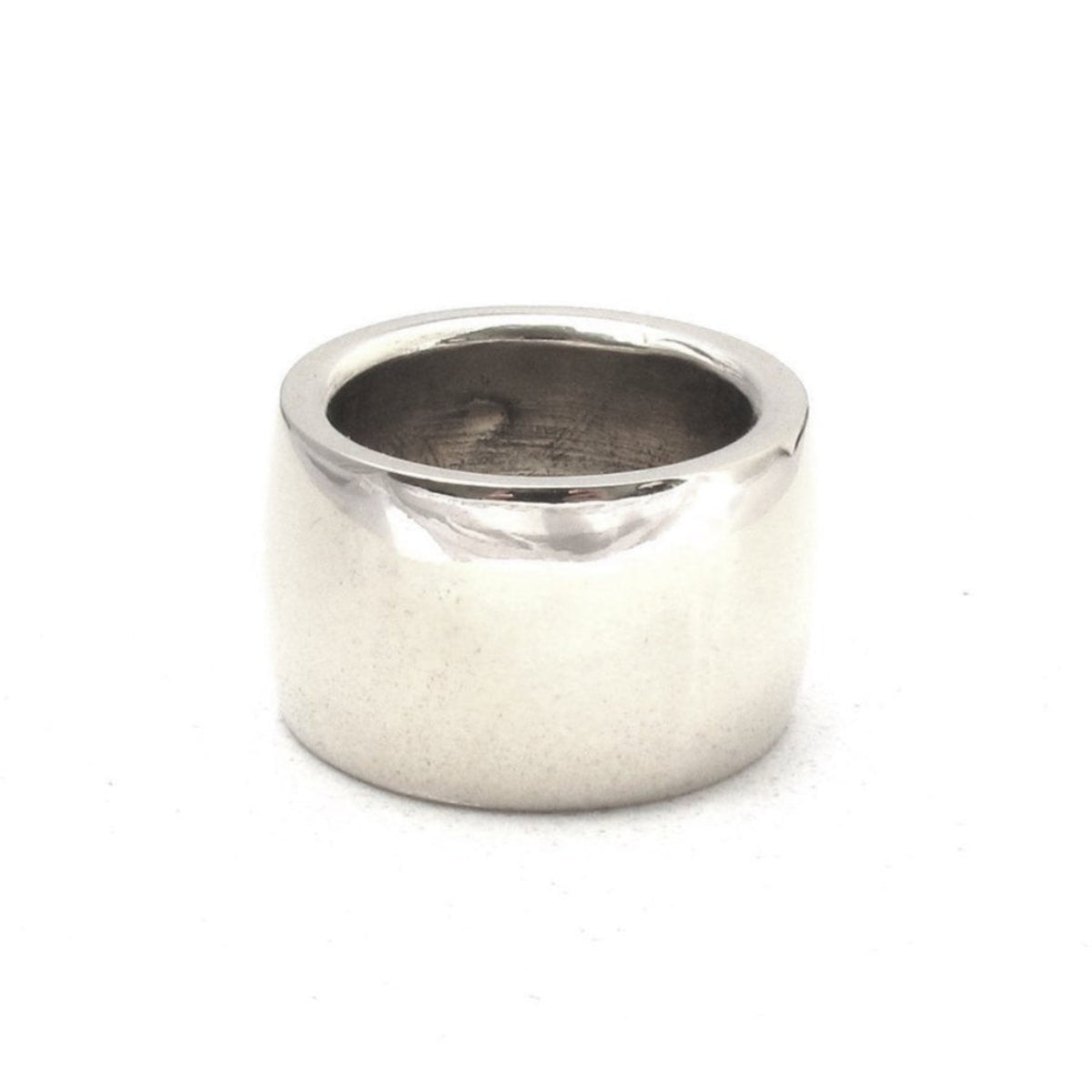 Jacqueline Rose men’s wide band ring in Sterling silver, clean architectural band with substantial form, timeless everyday luxury jewelry